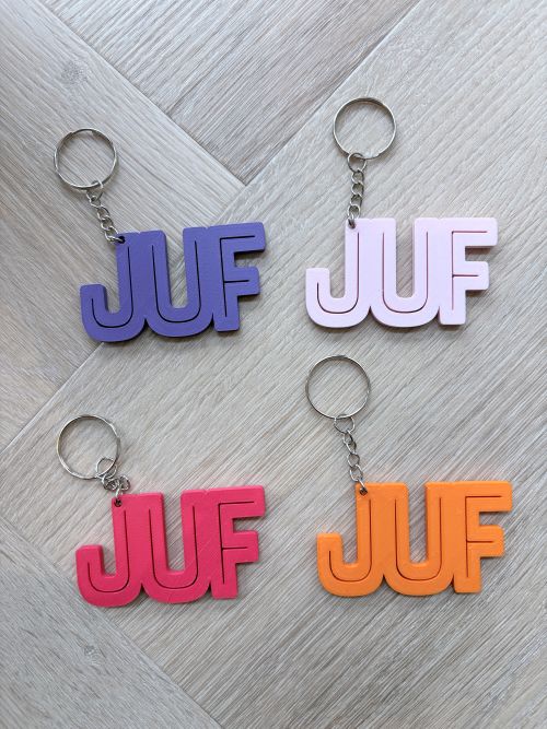 Sleutelhanger Juf meerdere kleuren
