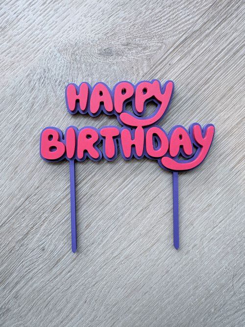 Taart Topper Happy Birthday meerdere kleuren